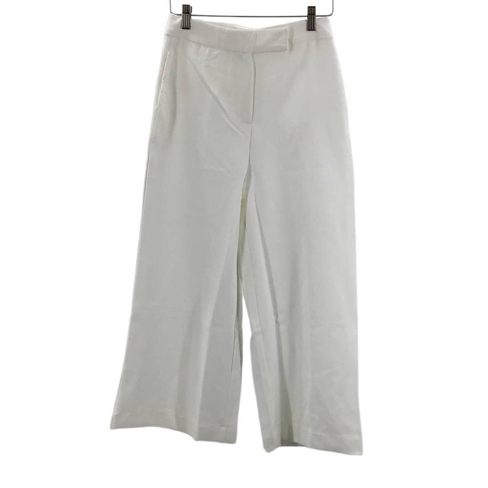PINK RIPPLE SZ S White Culotte Crop Wide Leg High Rise Flat Front Pants NWT B44